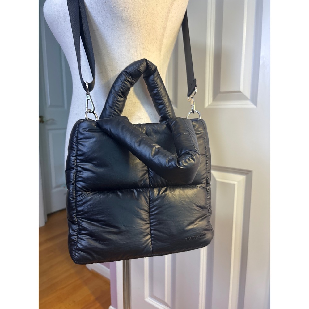 Silence + Noise Black Puffy Quilted‎ Crossbody Bag Padded Tote Urban Outfitters
